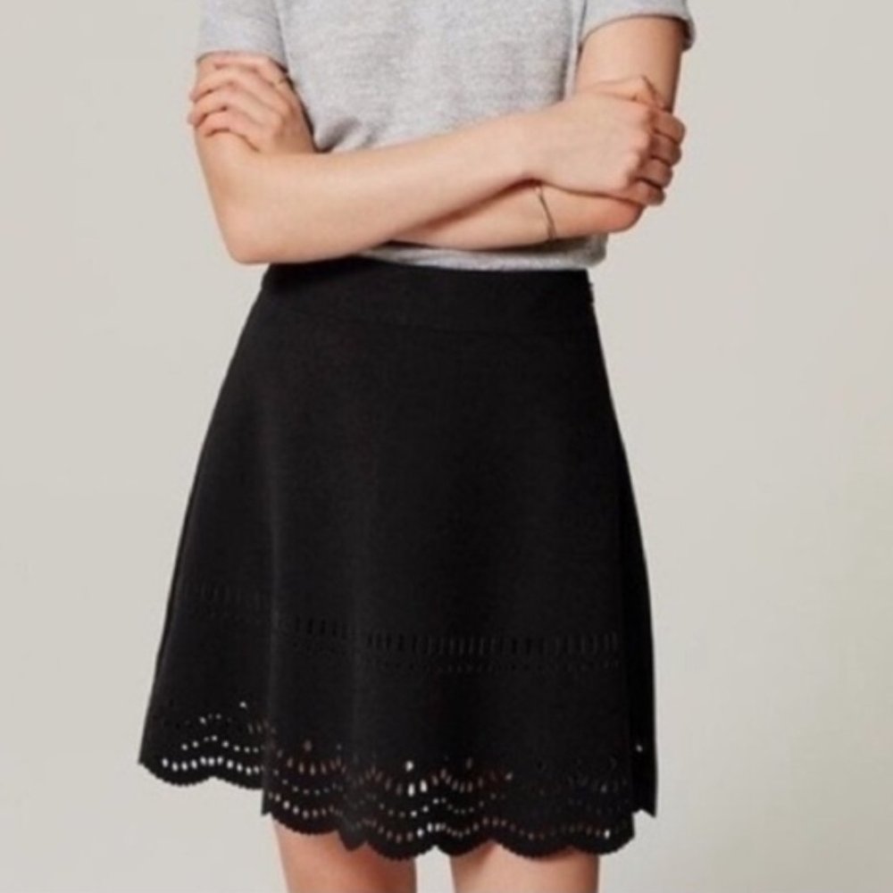 Ann Taylor LOFT Black A Line Skirt Cut Design - Size S